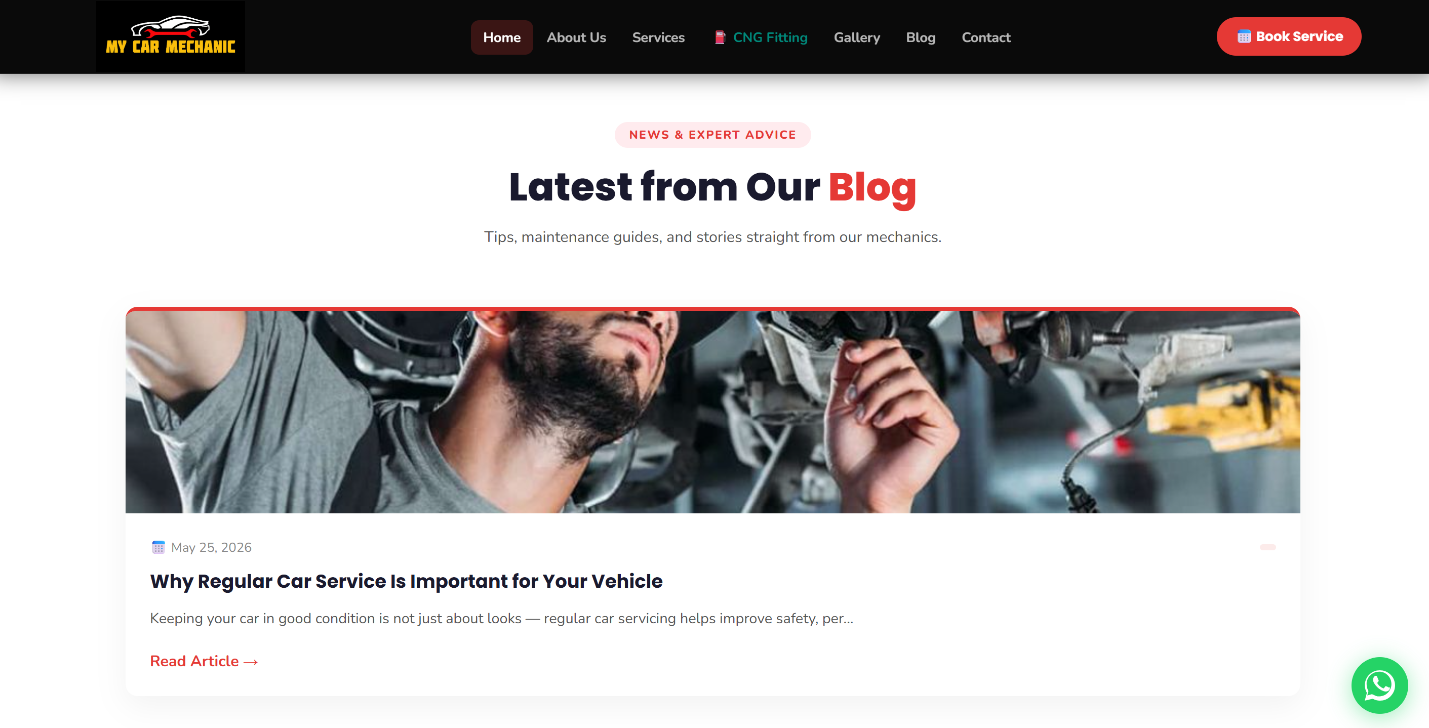 My Car Mechanic Website Architecture Screenshot