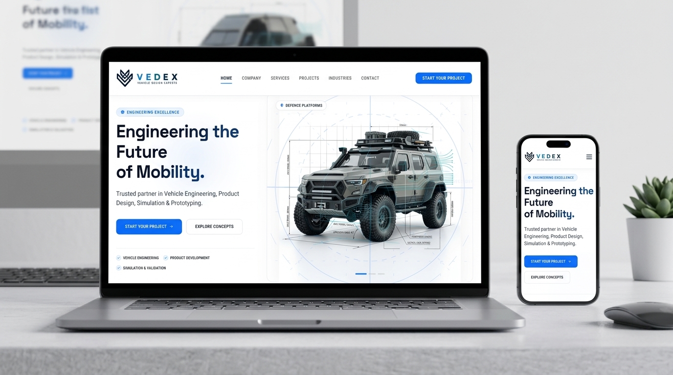VEDEX – Automotive & Defence Engineering Platform Website Development Showcase